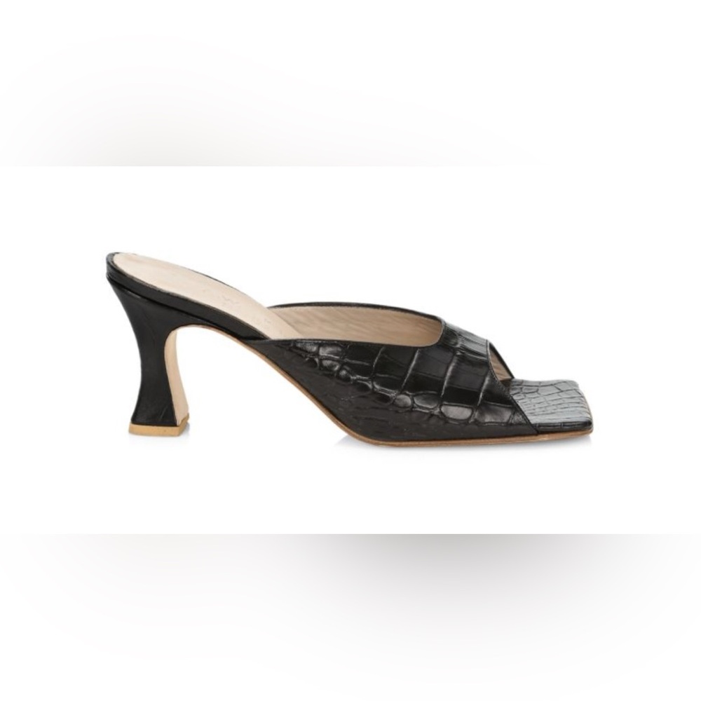 A.W.A.K.E. MODE Marion Square-Toe Croc-Embossed Leather Mules
